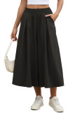 High Elastic Waist Pleated Pocket Wide Leg Pants