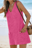 Waffle Knitted V-neck Sleeveless Beach Dress