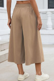 High Elastic Waist Pleated Pocket Wide Leg Pants