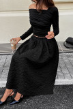 Solid Color Elastic Waist Simple Half Skirt