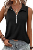 Lapel Knit Zipper Sleeveless Vest