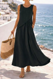 Vacation Style Round Neck Sleeveless Dress