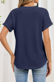 Waffle V-neck Pocket Short Sleeved T-shirt