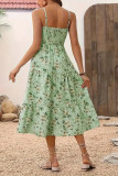 Bohemian Vacation Style Printed Camisole Dress