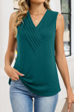 V-neck Sleeveless Solid Color Vest