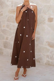 Polka Dot Printed Off Shoulder Sleeveless Dress