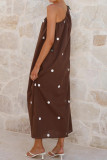 Polka Dot Printed Off Shoulder Sleeveless Dress