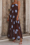 Mesh Polka Dot Printed High Waisted Dress