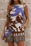 Printed Off Shoulder Short Sleeved Shorts 2-piece Set