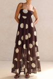 Mesh Polka Dot Printed High Waisted Dress