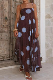 Mesh Polka Dot Printed High Waisted Dress