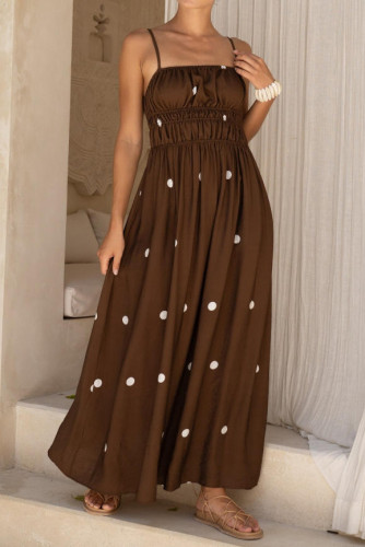 French Polka Dot Print Sleeveless Camisole Dress