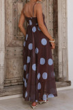 Mesh Polka Dot Printed High Waisted Dress