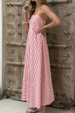 Striped Printed High Waisted Sleeveless Dress