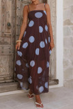 Mesh Polka Dot Printed High Waisted Dress