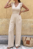 Lotus Leaf Edge Flying Sleeve V-neck Bow Jumpsuit
