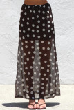 Mesh Polka Dot Striped Printed Skirt