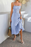 French Style Waist Cinched Sleeveless Camisole Dress
