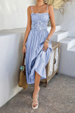 French Style Waist Cinched Sleeveless Camisole Dress