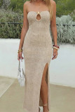 Holiday Style Knitted Slit Fish Tail Dress