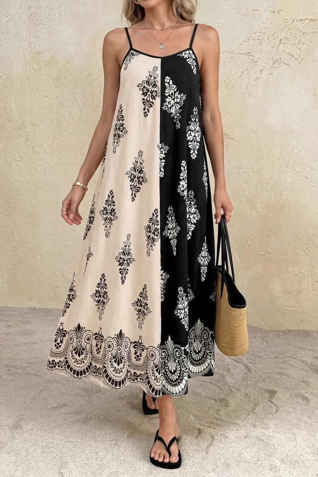 Bohemian Ethnic Style Printed Suspender Dress