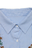 Retro Embroidered Flying Sleeve Lapel Shirt