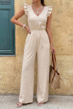 Lotus Leaf Edge Flying Sleeve V-neck Bow Jumpsuit