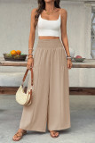 High Elastic Waisted Pleated Wide Leg Pants
