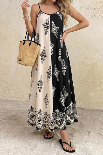 Bohemian Ethnic Style Printed Suspender Dress