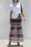 Mesh Polka Dot Striped Printed Skirt
