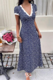 Vintage Lace V-neck Short Sleeved Dress