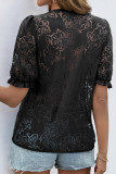 Retro V-neck Lace Short Sleeved Shirt
