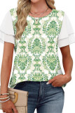 Round Neck Printed Double-layer Short Sleeved T-shirt