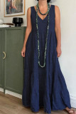 Large Size V-neck Cotton Linen Sleeveless Dress
