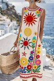 Round Neck Sleeveless Printed Vest Dress