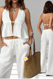 Backless Sleeveless Top Pants 2-piece Set