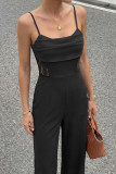 Solid Color Lace Sleeveless Vest Jumpsuit