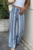 Holiday Style Striped Elastic Waist Wide Leg Pants