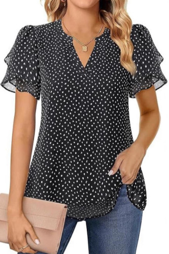 Lotus Leaf Double-layer Short Sleeve Chiffon Shirt