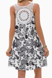 Printed Lace V-neck Sleeveless Vest Dress