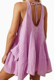 Solid Color Pocket Vest Sleeveless Dress