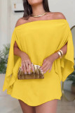 Solid Color One Shoulder Top Skirt 2-piece Set
