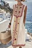 Round Neck Sleeveless Printed Vest Dress