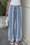 Holiday Style Striped Elastic Waist Wide Leg Pants
