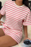 Retro Striped T-shirt Shorts Two-piece Set