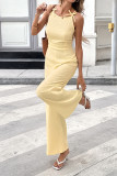Jacquard Waist Cinched Sleeveless Camisole Jumpsuit