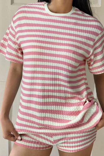 Retro Striped T-shirt Shorts Two-piece Set