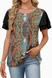 Round Neck Printed Double-layer Short Sleeved T-shirt