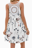 Printed Lace V-neck Sleeveless Vest Dress