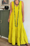 Large Size V-neck Cotton Linen Sleeveless Dress